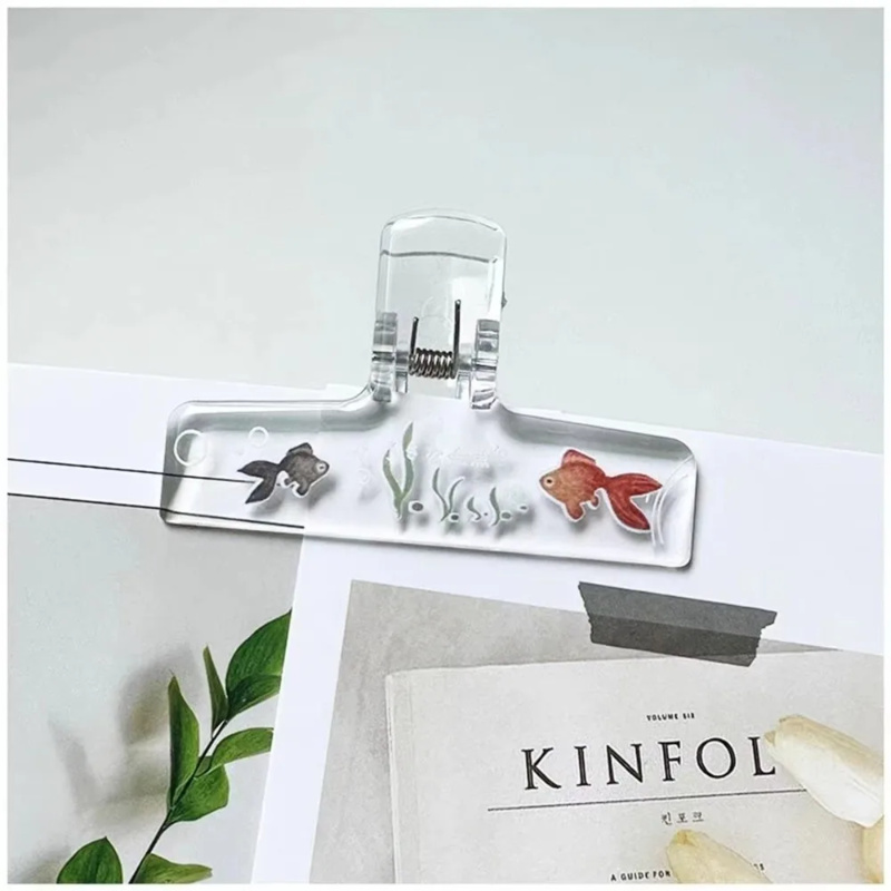 Binder Clip Assorted - 1PC 투명 아크릴 금붕어 바인더 클립,